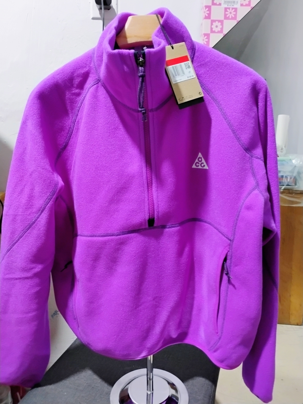 Nike ACG Wolf Tree Women's 1/2 Zip Top  Fleece Pullover Size: Large NWT Purple